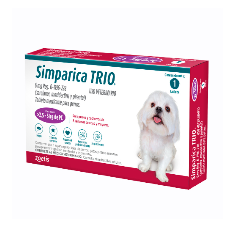 Simparica Trio 1tab 2.5 - 5 KG 35 DIAS