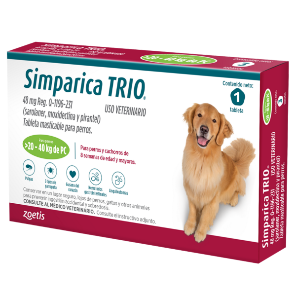 Simparica Trio 1tab 20 - 40 KG 35 DIAS